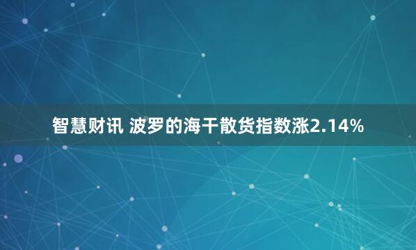智慧财讯 波罗的海干散货指数涨2.14%